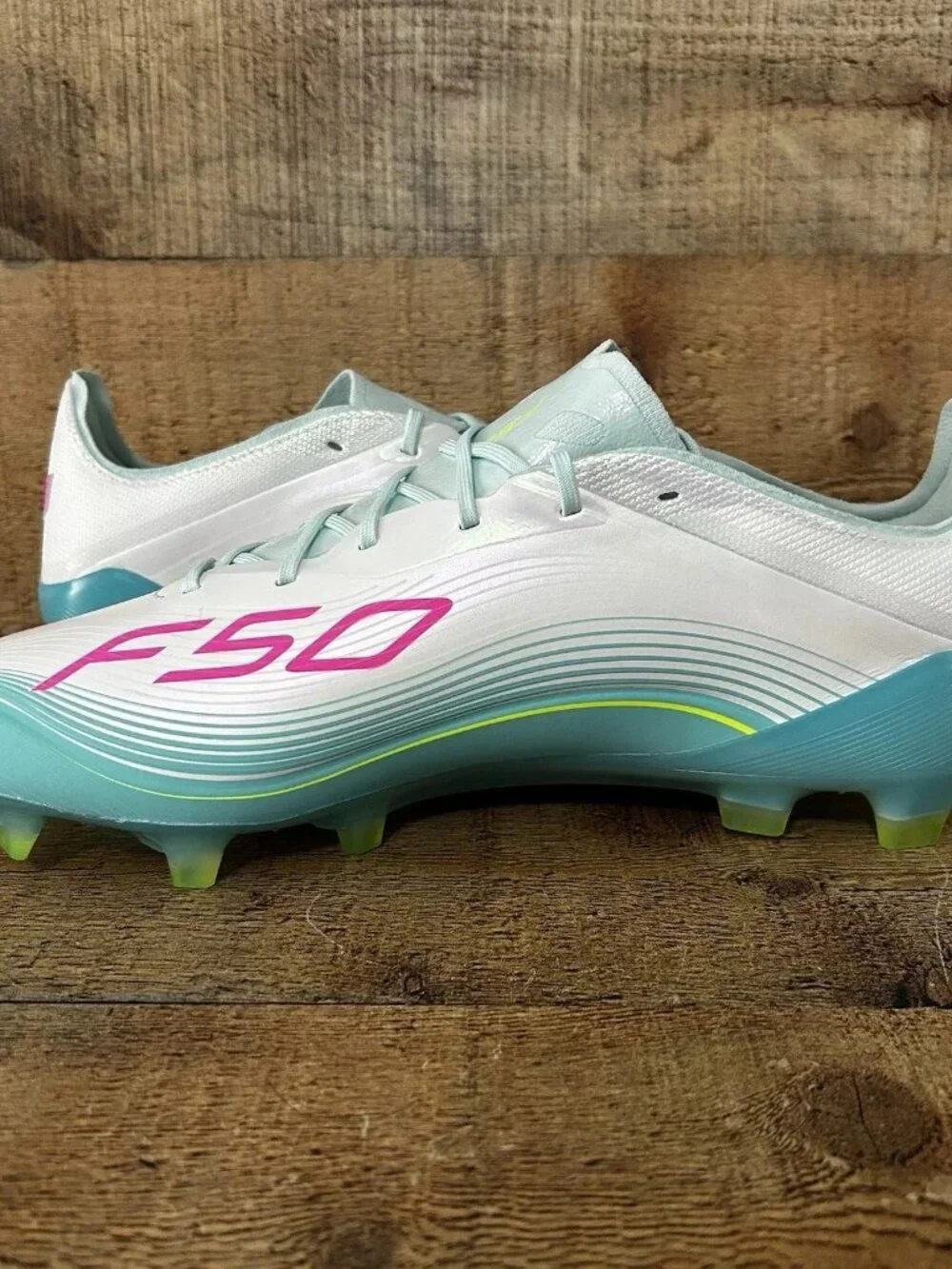 Adidas F50 Messi Elite FG Cloud White Flash Aqua Soccer Cleats Men Sz 12 JQ0927